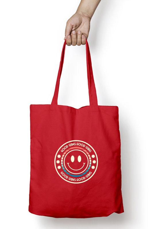 Good vibe red tote unisex tote bag front