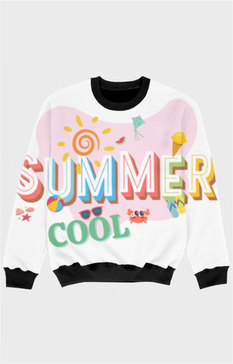 Summer cool white sweatshirt for kids front