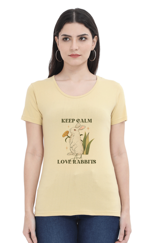 Keep clam cotton beige tshirt for female front